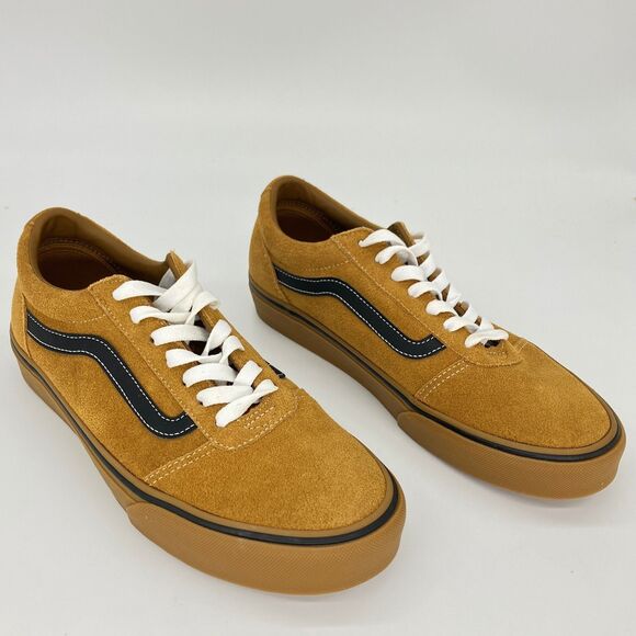 New VANS Ward Sneakers Mens 8.5 Brown Black Gold Suede Mesh Gum Sole VN0A5HTSCL6 main image 7